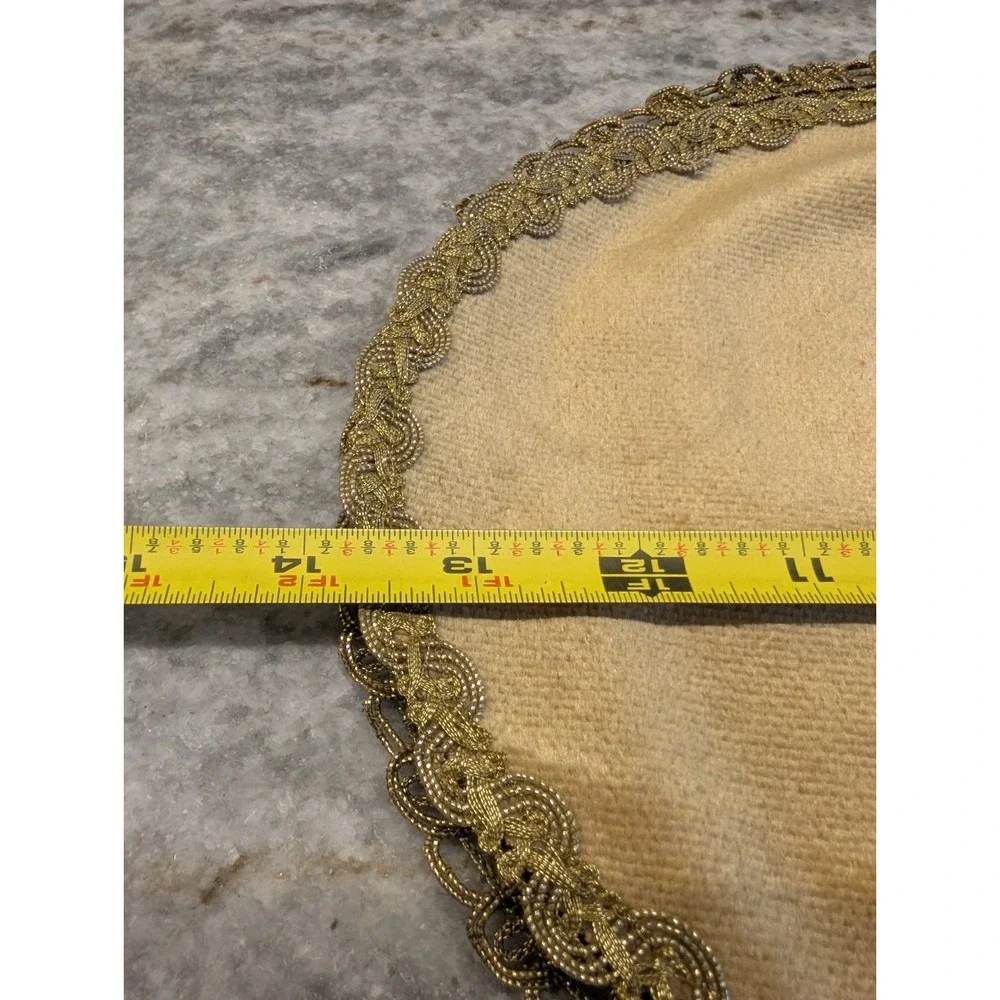 Hungarian Velvet Table Toppers Tapestry w/ Gold Trim, Set Of Two With Embroidery